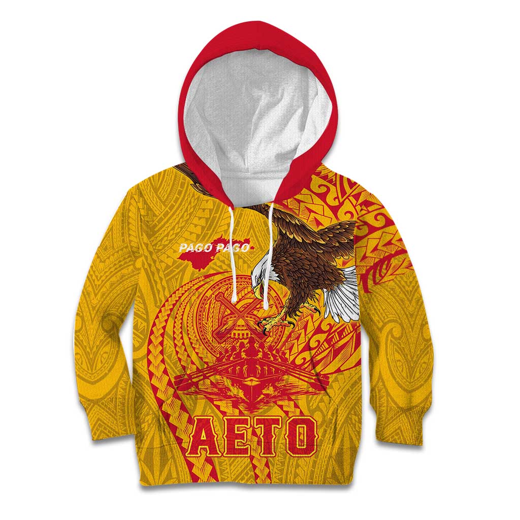 Personalized American Samoa Fautasi Race Kid Hoodie Aeto Pago Pago with Eagle Samoan Tribal Patterns LT03 Hoodie Multicolor - Polynesian Pride