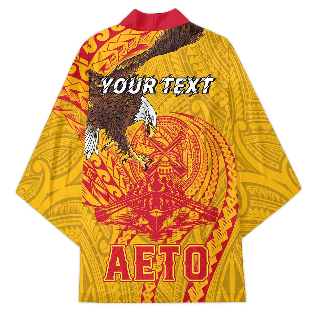 Personalized American Samoa Fautasi Race Kimono Aeto Pago Pago with Eagle Samoan Tribal Patterns LT03 - Polynesian Pride