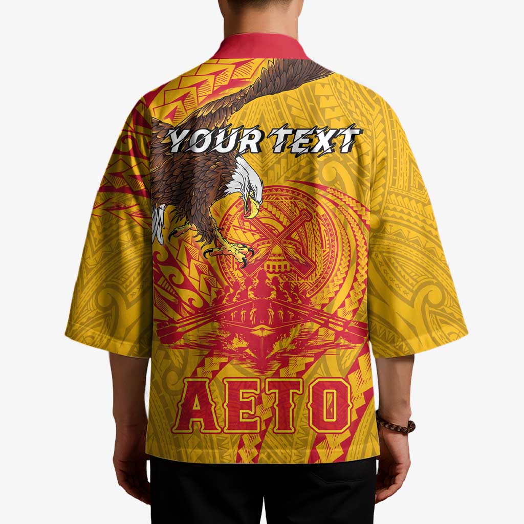 Personalized American Samoa Fautasi Race Kimono Aeto Pago Pago with Eagle Samoan Tribal Patterns LT03 - Polynesian Pride