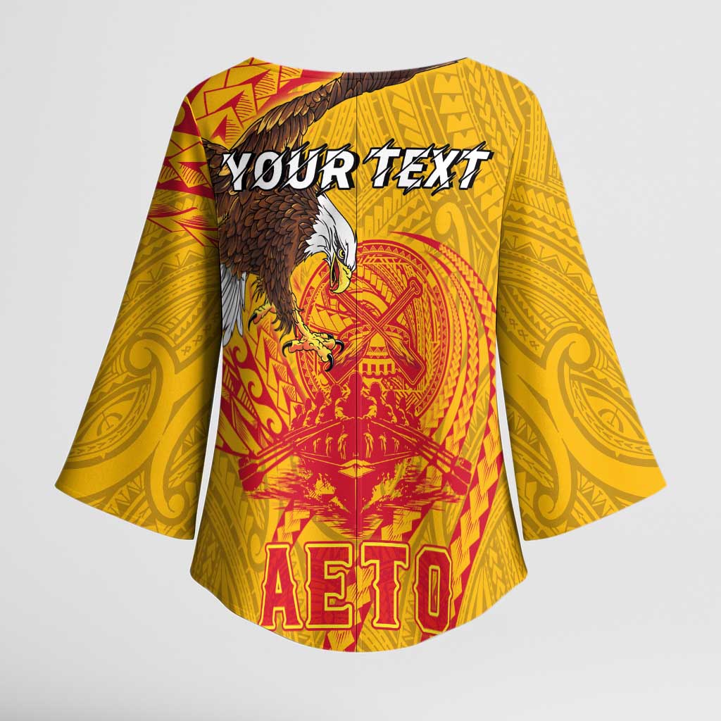 Personalized American Samoa Fautasi Race Kimono Sleeve Blouse Aeto Pago Pago with Eagle Samoan Tribal Patterns LT03 - Polynesian Pride