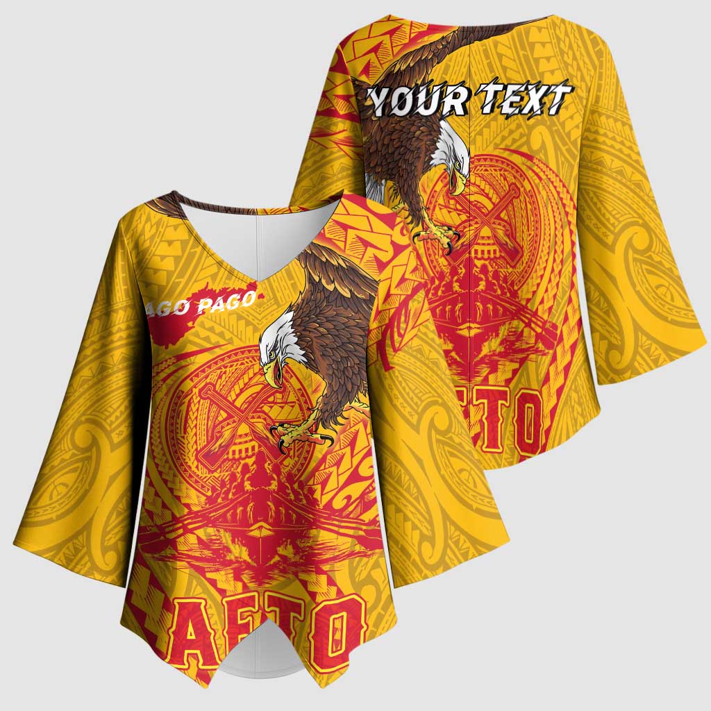 Personalized American Samoa Fautasi Race Kimono Sleeve Blouse Aeto Pago Pago with Eagle Samoan Tribal Patterns LT03 - Polynesian Pride