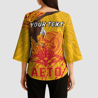 Personalized American Samoa Fautasi Race Kimono Sleeve Blouse Aeto Pago Pago with Eagle Samoan Tribal Patterns LT03 - Polynesian Pride