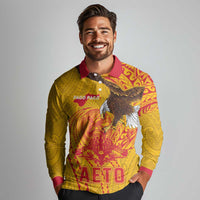 Personalized American Samoa Fautasi Race Long Sleeve Polo Shirt Aeto Pago Pago with Eagle Samoan Tribal Patterns LT03 - Polynesian Pride