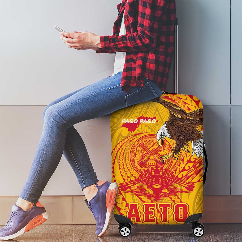 American Samoa Fautasi Race Luggage Cover Aeto Pago Pago with Eagle Samoan Tribal Patterns LT03 - Polynesian Pride