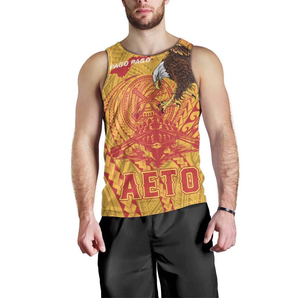 Personalized American Samoa Fautasi Race Men Tank Top Aeto Pago Pago with Eagle Samoan Tribal Patterns LT03 - Polynesian Pride