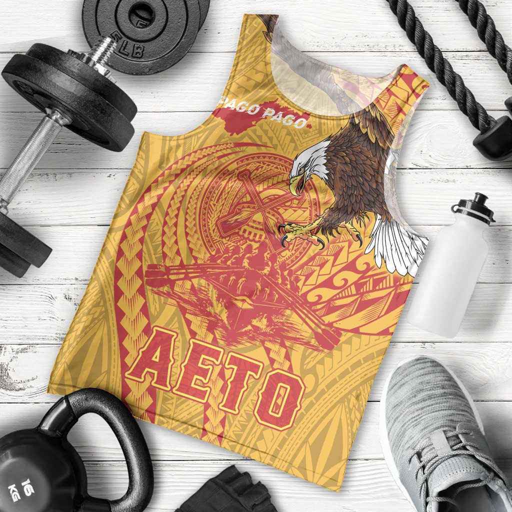 Personalized American Samoa Fautasi Race Men Tank Top Aeto Pago Pago with Eagle Samoan Tribal Patterns LT03 - Polynesian Pride