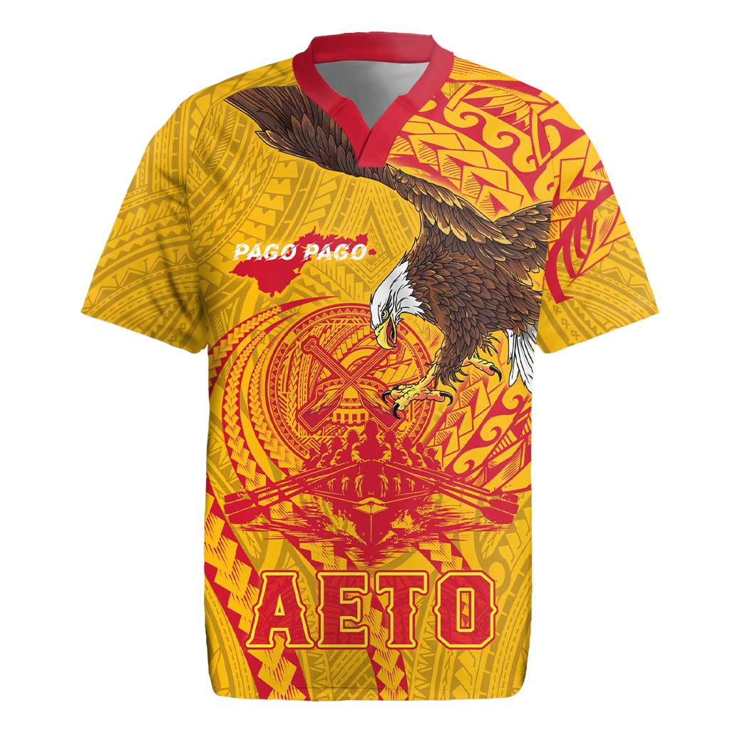 Personalized American Samoa Fautasi Race Rugby Jersey Aeto Pago Pago with Eagle Samoan Tribal Patterns LT03 Multicolor - Polynesian Pride