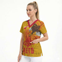 Personalized American Samoa Fautasi Race Scrub Top Aeto Pago Pago with Eagle Samoan Tribal Patterns LT03 - Polynesian Pride