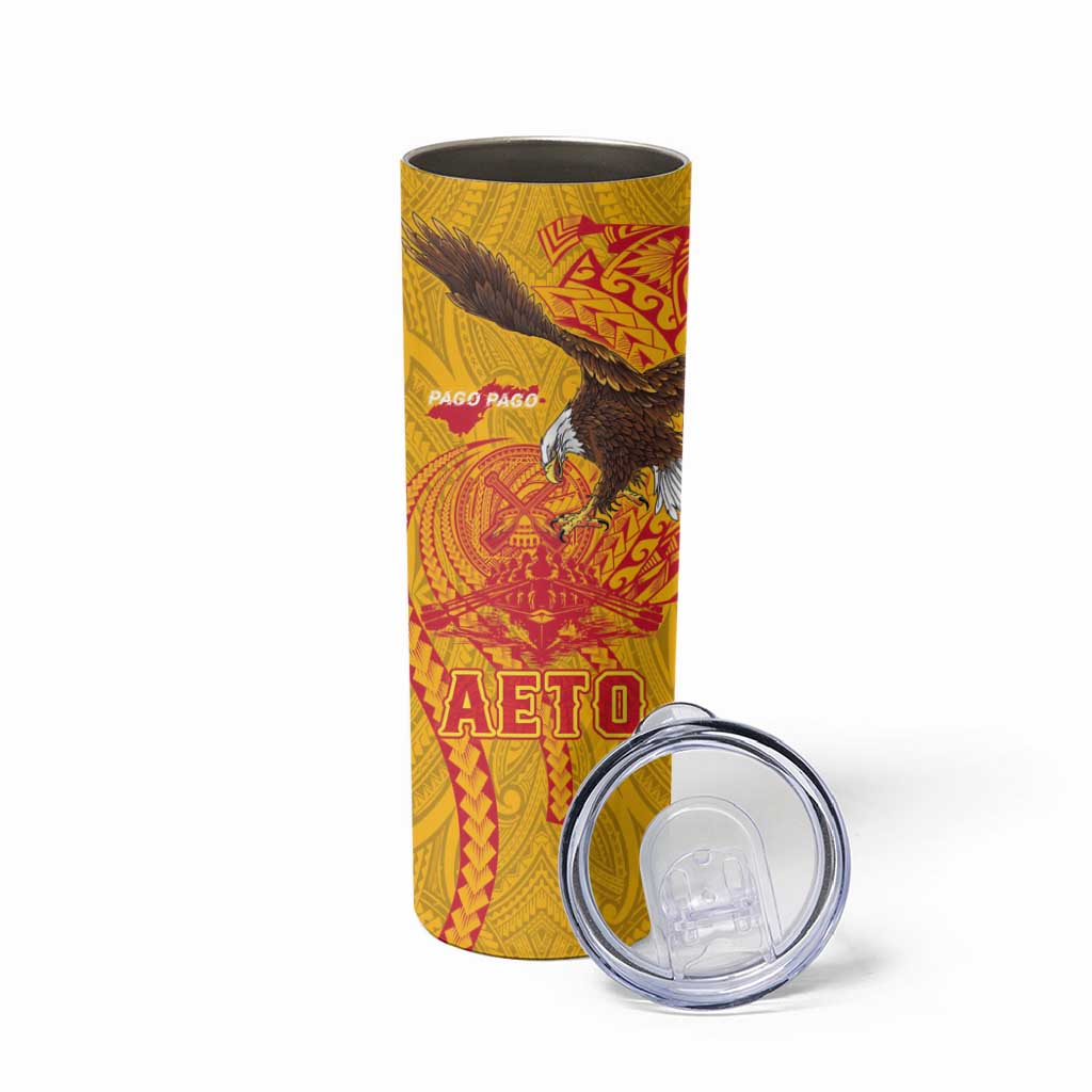 American Samoa Fautasi Race Skinny Tumbler Aeto Pago Pago with Eagle Samoan Tribal Patterns LT03 - Polynesian Pride