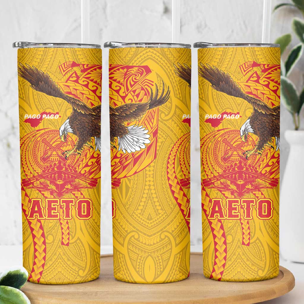 American Samoa Fautasi Race Skinny Tumbler Aeto Pago Pago with Eagle Samoan Tribal Patterns LT03 - Polynesian Pride