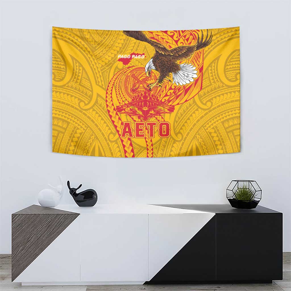American Samoa Fautasi Race Tapestry Aeto Pago Pago with Eagle Samoan Tribal Patterns LT03 - Polynesian Pride
