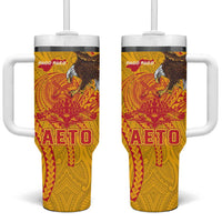 American Samoa Fautasi Race Tumbler With Handle Aeto Pago Pago with Eagle Samoan Tribal Patterns LT03 One Size: 40 oz Multicolor - Polynesian Pride