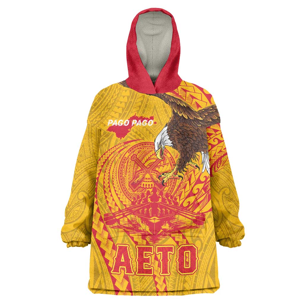 Personalized American Samoa Fautasi Race Wearable Blanket Hoodie Aeto Pago Pago with Eagle Samoan Tribal Patterns LT03 One Size Multicolor - Polynesian Pride
