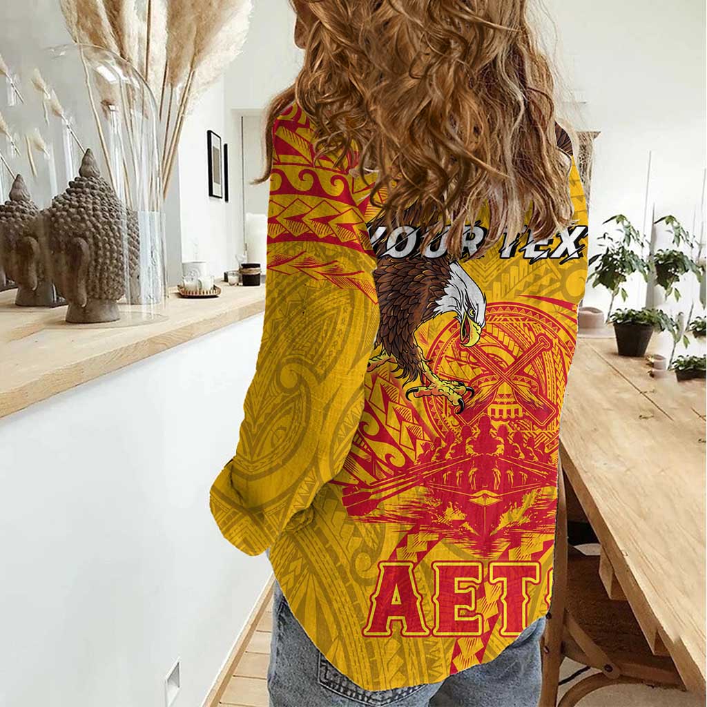 Personalized American Samoa Fautasi Race Women Casual Shirt Aeto Pago Pago with Eagle Samoan Tribal Patterns LT03 - Polynesian Pride