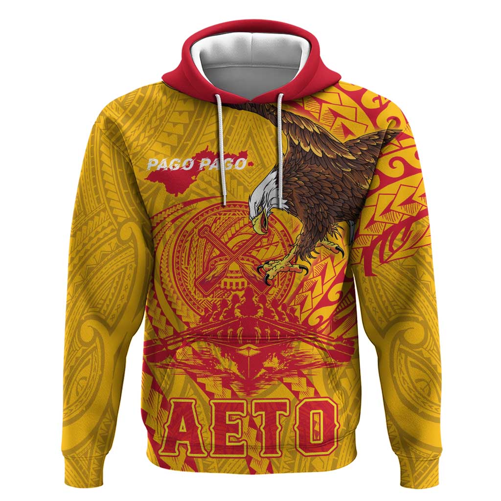 Personalized American Samoa Fautasi Race Zip Hoodie Aeto Pago Pago with Eagle Samoan Tribal Patterns LT03 Pullover Hoodie Multicolor - Polynesian Pride