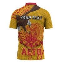 Personalized American Samoa Fautasi Race Zipper Polo Shirt Aeto Pago Pago with Eagle Samoan Tribal Patterns LT03 - Polynesian Pride