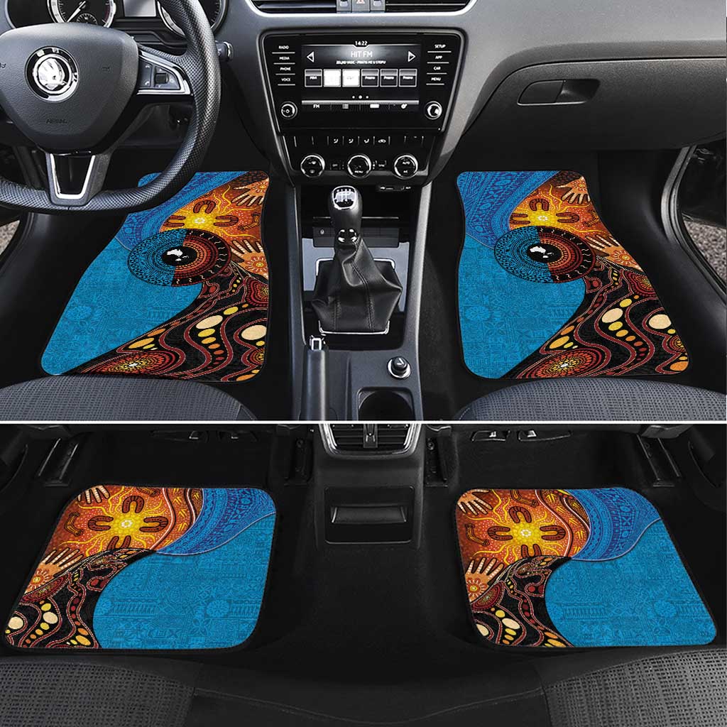 Fiji and Australia Together Car Mats Tapa Tribal Tattoo mix Aboriginal Pattern