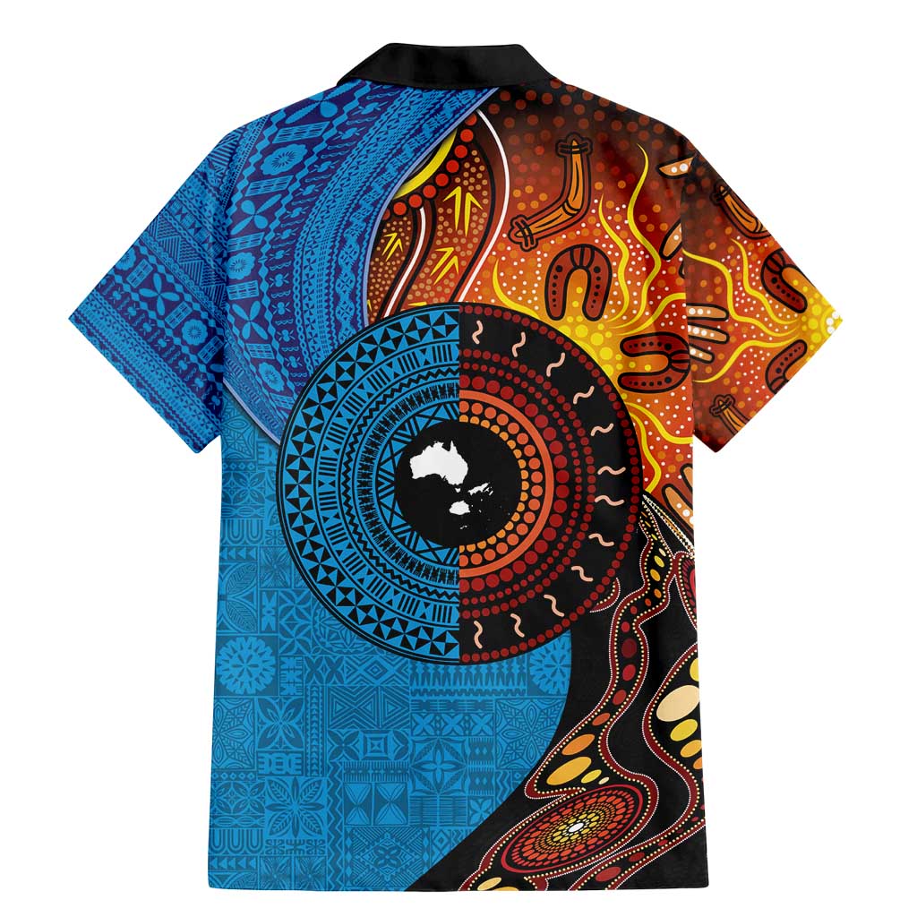 Fiji and Australia Together Family Matching Mermaid Dress and Hawaiian Shirt Tapa Tribal Tattoo mix Aboriginal Pattern