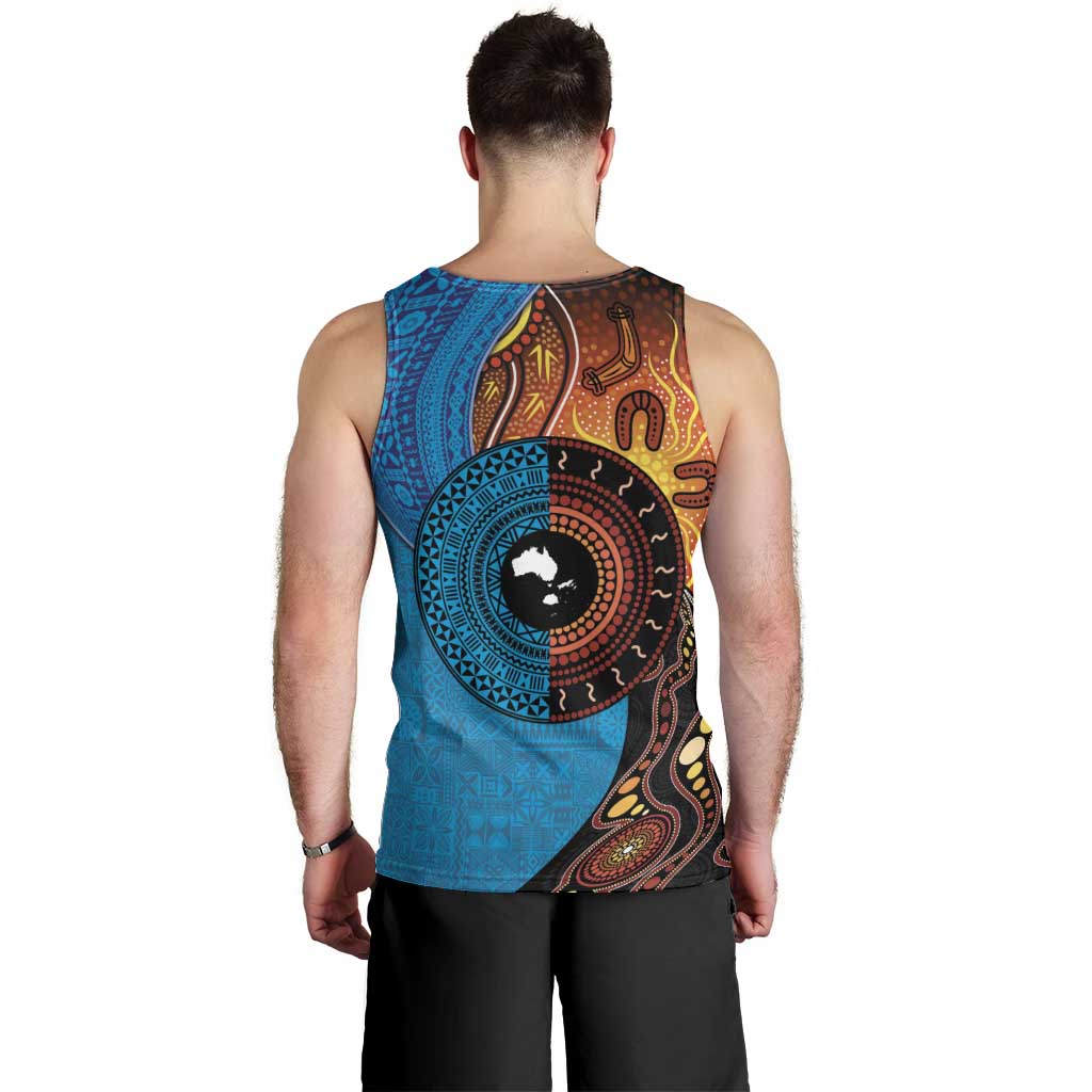 Fiji and Australia Together Men Tank Top Tapa Tribal Tattoo mix Aboriginal Pattern