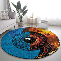 Fiji and Australia Together Round Carpet Tapa Tribal Tattoo mix Aboriginal Pattern