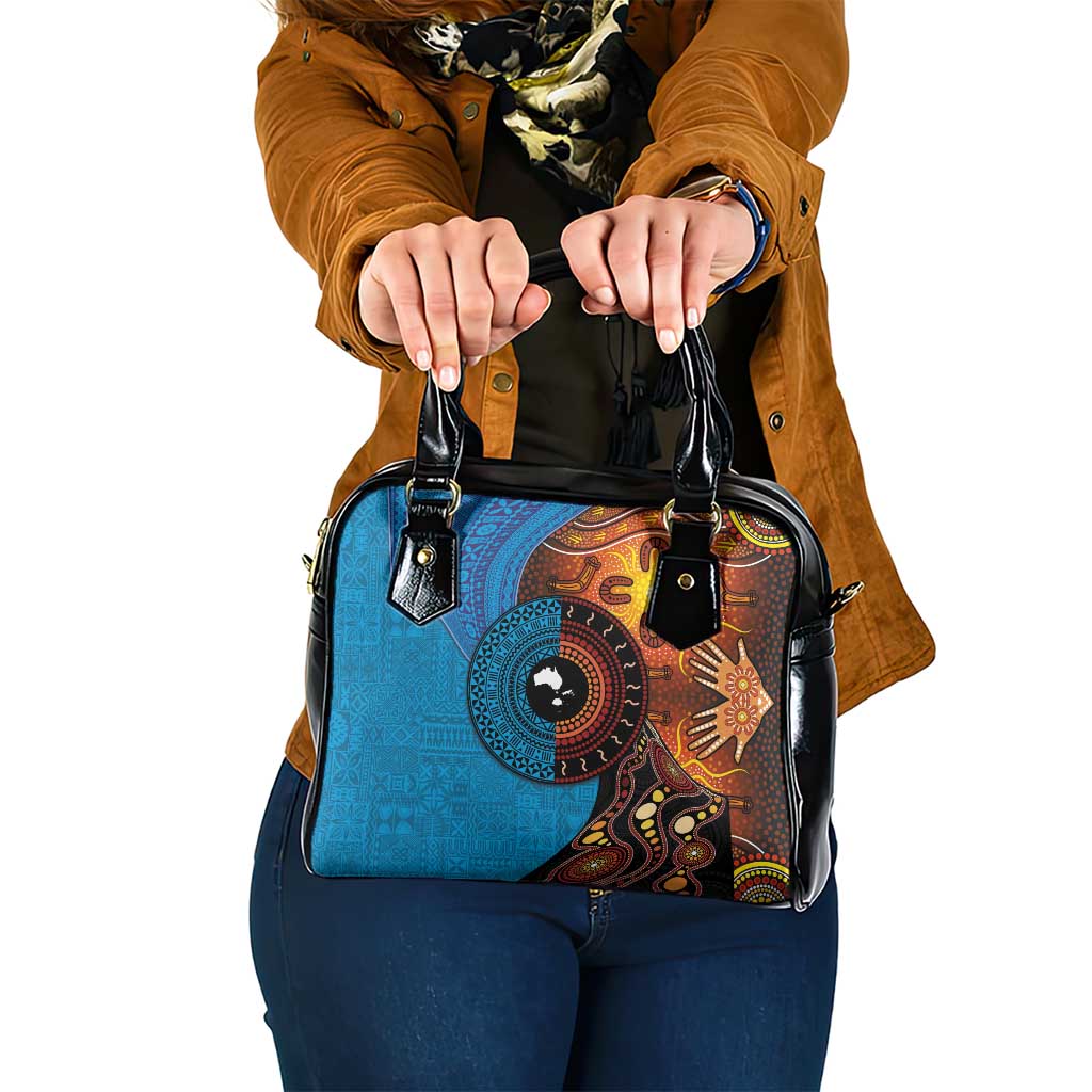 Fiji and Australia Together Shoulder Handbag Tapa Tribal Tattoo mix Aboriginal Pattern