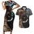 Samoa and New Zealand Together Couples Matching Short Sleeve Bodycon Dress and Hawaiian Shirt Siapo Motif and Maori Paua Shell Pattern