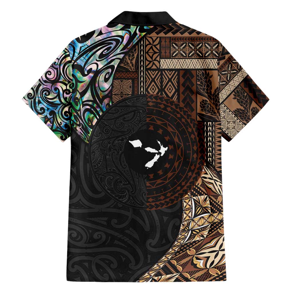 Samoa and New Zealand Together Hawaiian Shirt Siapo Motif and Maori Paua Shell Pattern