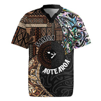 Samoa and New Zealand Together Rugby Jersey Siapo Motif and Maori Paua Shell Pattern