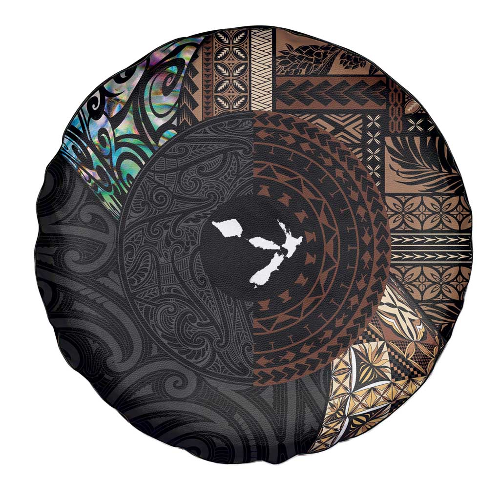 Samoa and New Zealand Together Spare Tire Cover Siapo Motif and Maori Paua Shell Pattern