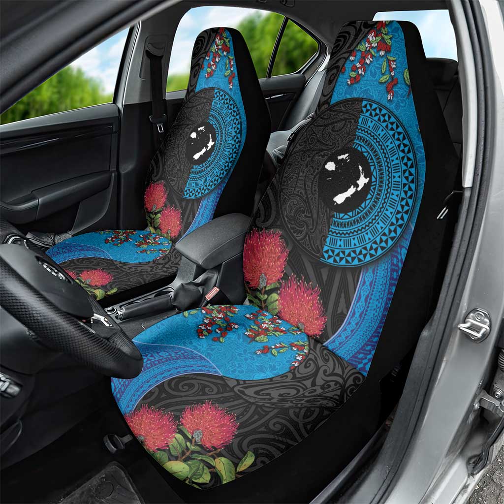 Fiji and New Zealand Together Car Seat Cover Tapa Maori Tattoo mix Tagimoucia and Pohutukawa