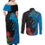 Fiji and New Zealand Together Couples Matching Off Shoulder Maxi Dress and Long Sleeve Button Shirt Tapa Maori Tattoo mix Tagimoucia and Pohutukawa