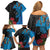 Fiji and New Zealand Together Family Matching Off Shoulder Short Dress and Hawaiian Shirt Tapa Maori Tattoo mix Tagimoucia and Pohutukawa