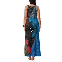 Fiji and New Zealand Together Family Matching Tank Maxi Dress and Hawaiian Shirt Tapa Maori Tattoo mix Tagimoucia and Pohutukawa