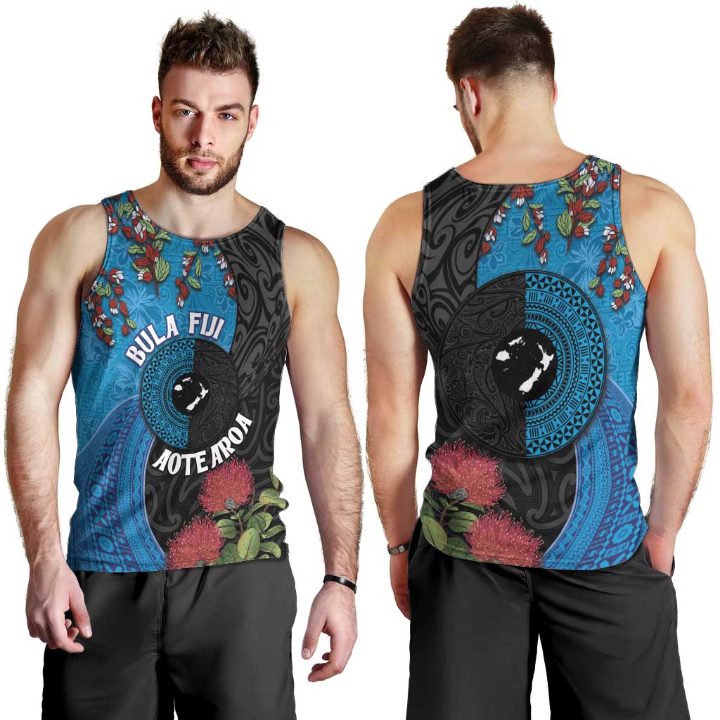 Fiji and New Zealand Together Men Tank Top Tapa Maori Tattoo mix Tagimoucia and Pohutukawa