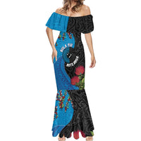 Fiji and New Zealand Together Mermaid Dress Tapa Maori Tattoo mix Tagimoucia and Pohutukawa