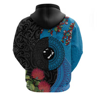 Fiji and New Zealand Together Zip Hoodie Tapa Maori Tattoo mix Tagimoucia and Pohutukawa