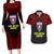 Vitis Central Dabaris Rugby Couples Matching Long Sleeve Bodycon Dress and Hawaiian Shirt Papua New Guinea Polynesian Tattoo LT03 Red - Polynesian Pride