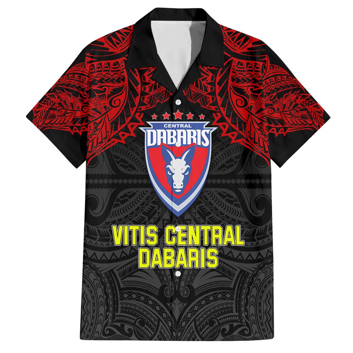 Vitis Central Dabaris Rugby Family Matching Long Sleeve Bodycon Dress and Hawaiian Shirt Papua New Guinea Polynesian Tattoo LT03 Dad's Shirt - Short Sleeve Red - Polynesian Pride