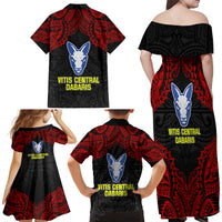 Vitis Central Dabaris Rugby Family Matching Off Shoulder Long Sleeve Dress and Hawaiian Shirt Papua New Guinea Polynesian Tattoo LT03 - Polynesian Pride