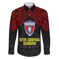 Vitis Central Dabaris Rugby Family Matching Summer Maxi Dress and Hawaiian Shirt Papua New Guinea Polynesian Tattoo LT03 Dad's Shirt - Long Sleeve Red - Polynesian Pride