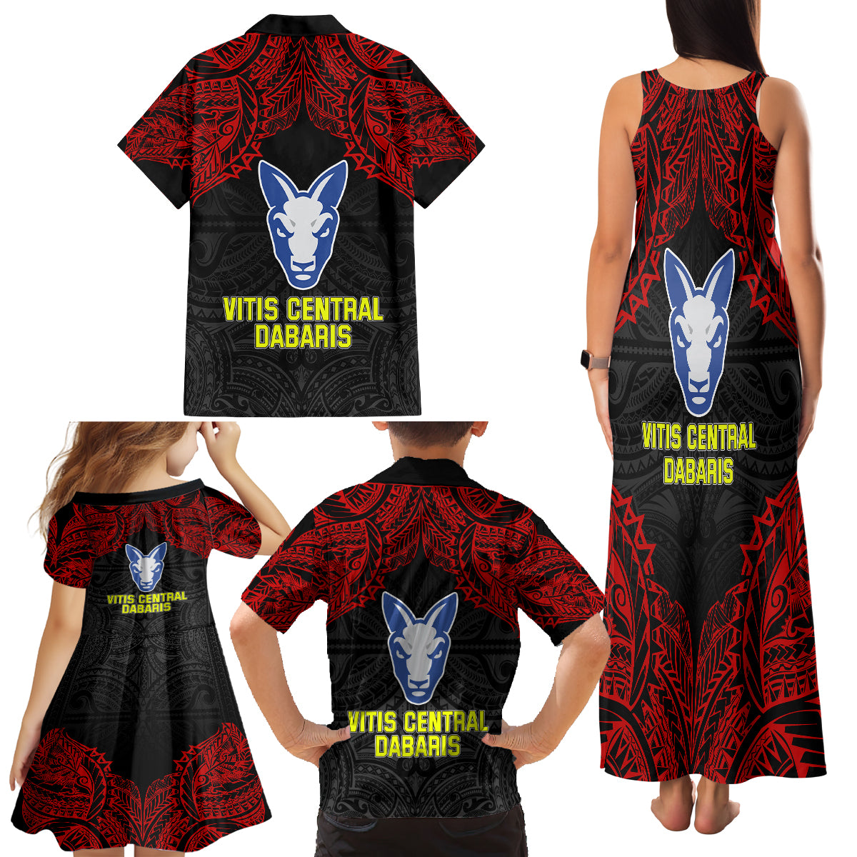 Vitis Central Dabaris Rugby Family Matching Tank Maxi Dress and Hawaiian Shirt Papua New Guinea Polynesian Tattoo LT03 - Polynesian Pride