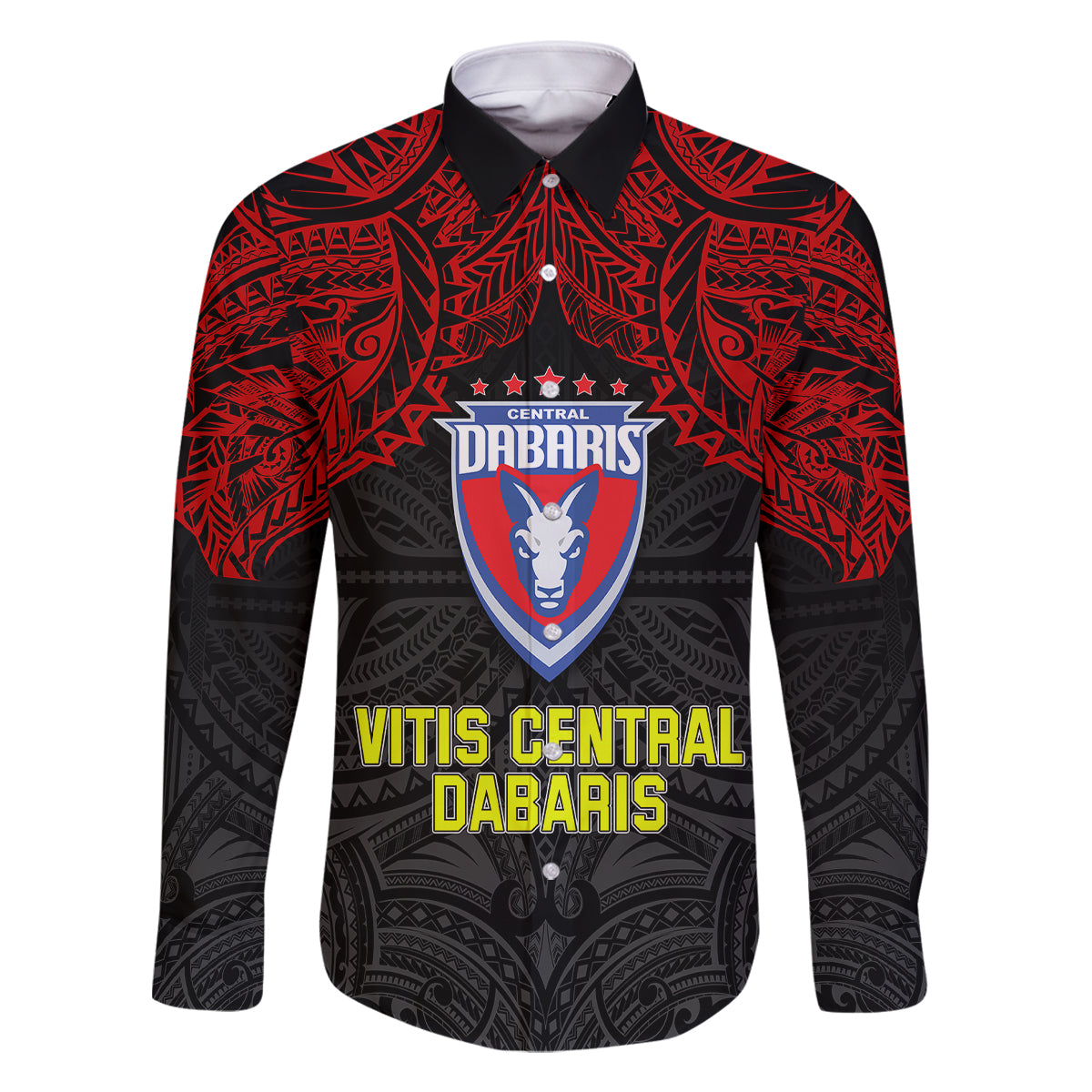Vitis Central Dabaris Rugby Family Matching Tank Maxi Dress and Hawaiian Shirt Papua New Guinea Polynesian Tattoo LT03 Dad's Shirt - Long Sleeve Red - Polynesian Pride