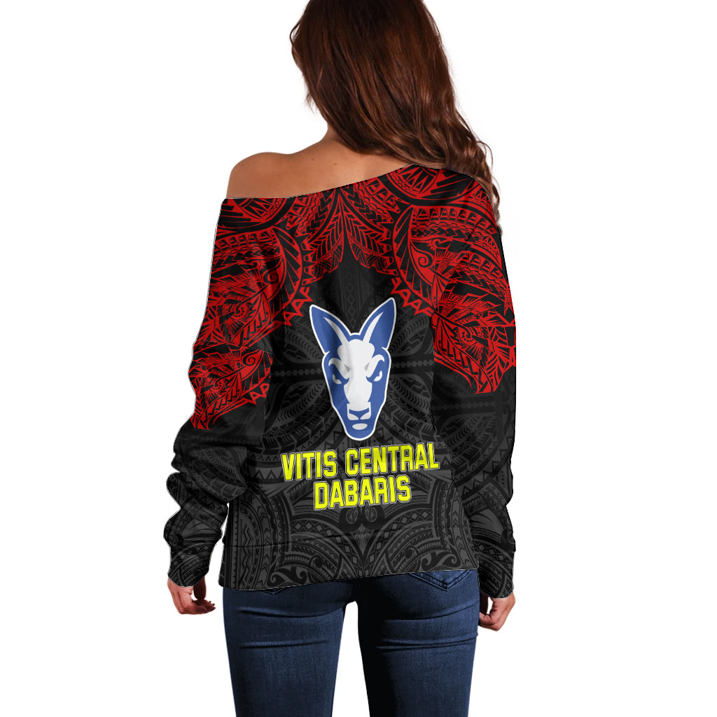 Vitis Central Dabaris Rugby Off Shoulder Sweater Papua New Guinea Polynesian Tattoo LT03 - Polynesian Pride