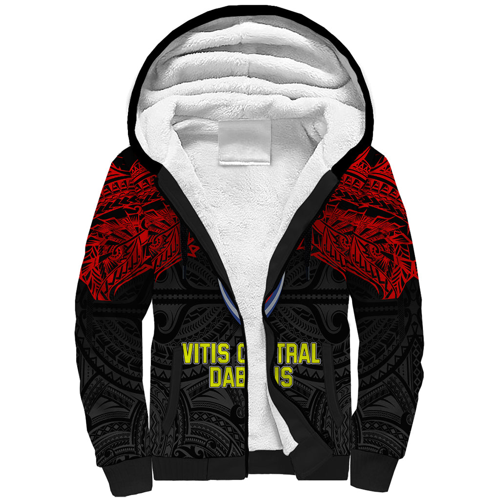 Vitis Central Dabaris Rugby Sherpa Hoodie Papua New Guinea Polynesian Tattoo LT03 Unisex Red - Polynesian Pride