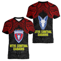 Vitis Central Dabaris Rugby Women V Neck T Shirt Papua New Guinea Polynesian Tattoo LT03 - Polynesian Pride
