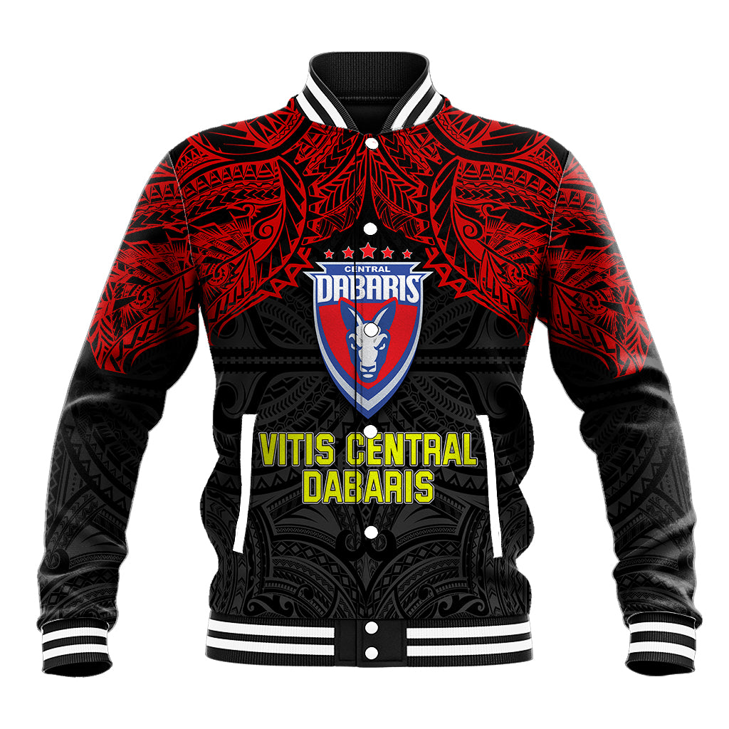 Custom Vitis Central Dabaris Rugby Baseball Jacket Papua New Guinea Polynesian Tattoo LT03 Unisex Red - Polynesian Pride