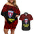 Custom Vitis Central Dabaris Rugby Couples Matching Off Shoulder Short Dress and Hawaiian Shirt Papua New Guinea Polynesian Tattoo LT03 Red - Polynesian Pride