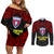 Custom Vitis Central Dabaris Rugby Couples Matching Off Shoulder Short Dress and Long Sleeve Button Shirts Papua New Guinea Polynesian Tattoo LT03 Red - Polynesian Pride