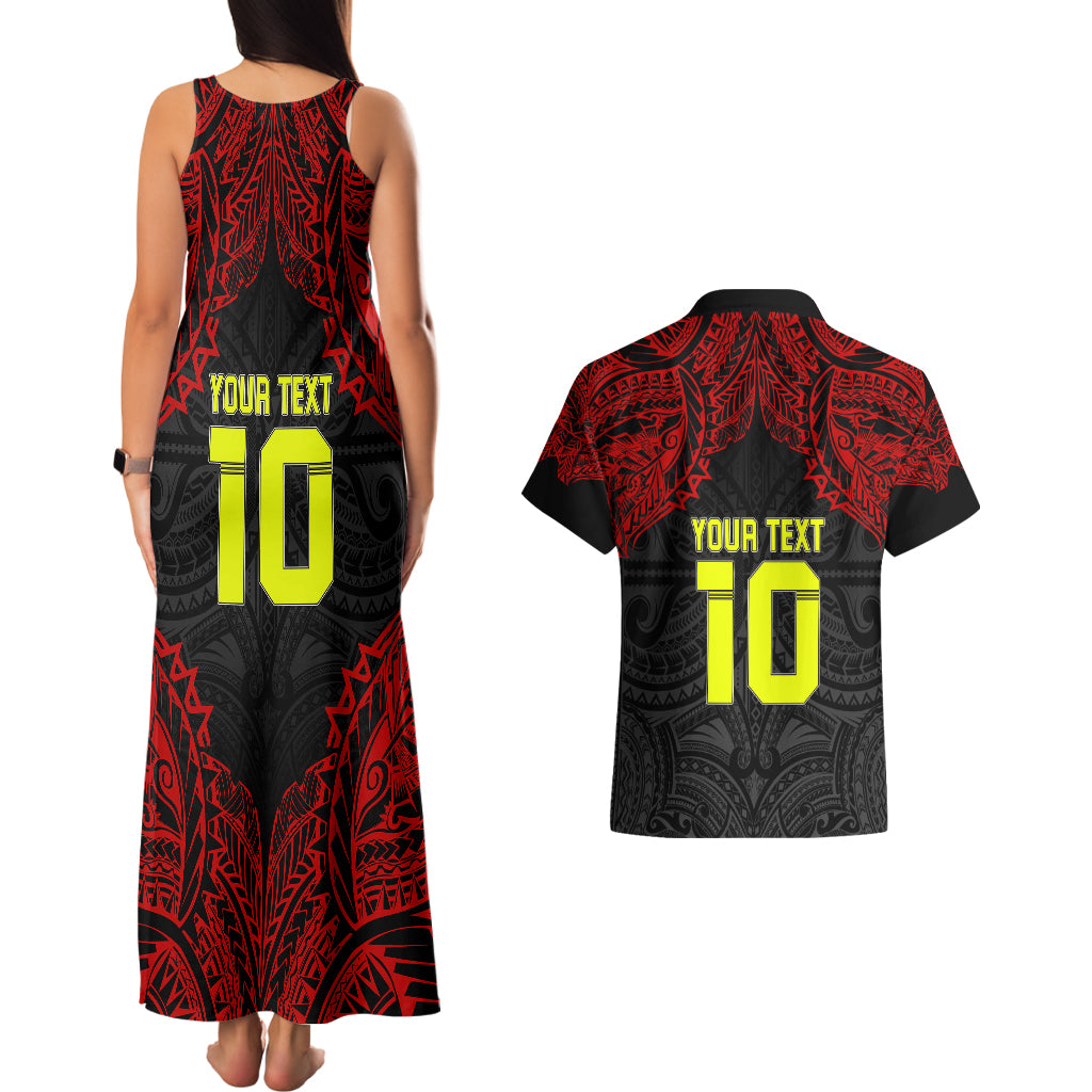 Custom Vitis Central Dabaris Rugby Couples Matching Tank Maxi Dress and Hawaiian Shirt Papua New Guinea Polynesian Tattoo LT03 - Polynesian Pride