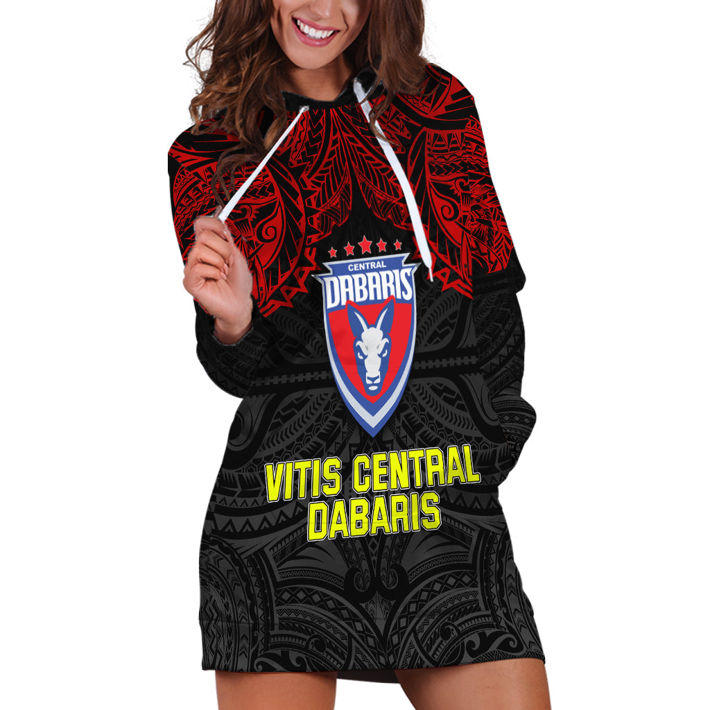 Custom Vitis Central Dabaris Rugby Hoodie Dress Papua New Guinea Polynesian Tattoo LT03 Red - Polynesian Pride